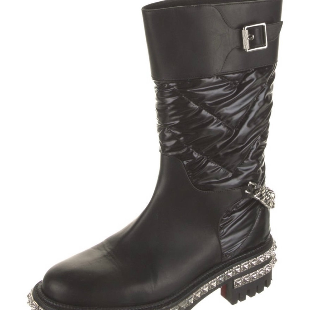 Christian louboutin combat boots with chains and crystals